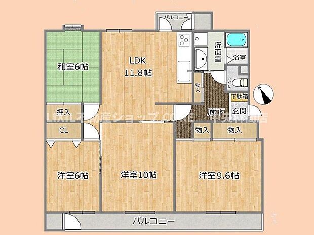 新原町田グリーンハイツF2棟(4LDK) 5階の間取り図