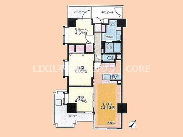 ライオンズステーションプラザ小田急相模原(2SLDK) 5階の間取り図