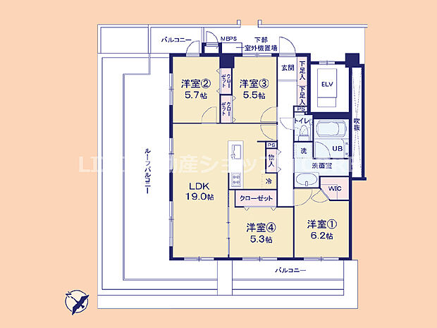 日神パレステージ町田III(4LDK) 5階の間取り図