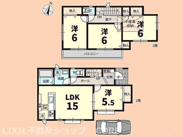 2階居室は全室6帖以上でゆったり暮らせる4LDK！収納も豊富で住空間すっきり片付きます！