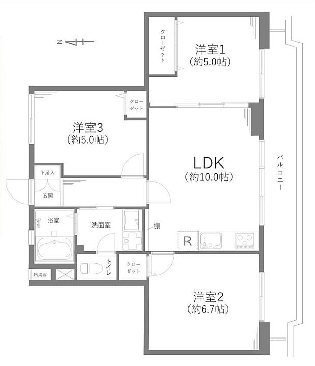 綾瀬ファイナンス(3LDK) 5階の間取り図