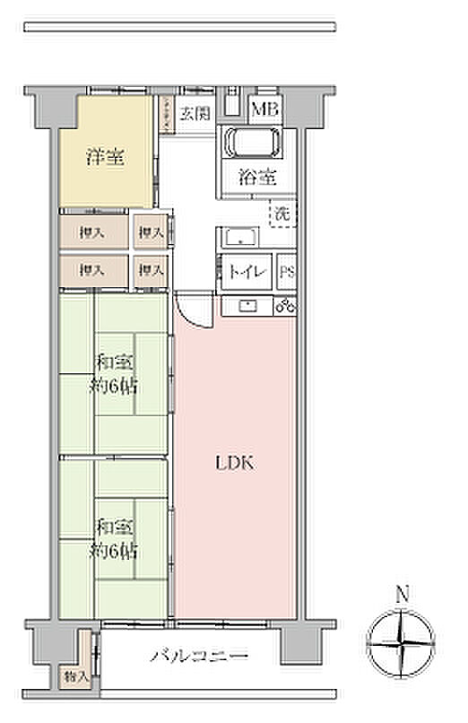 新松戸コーポA棟(3LDK) 6階の内観