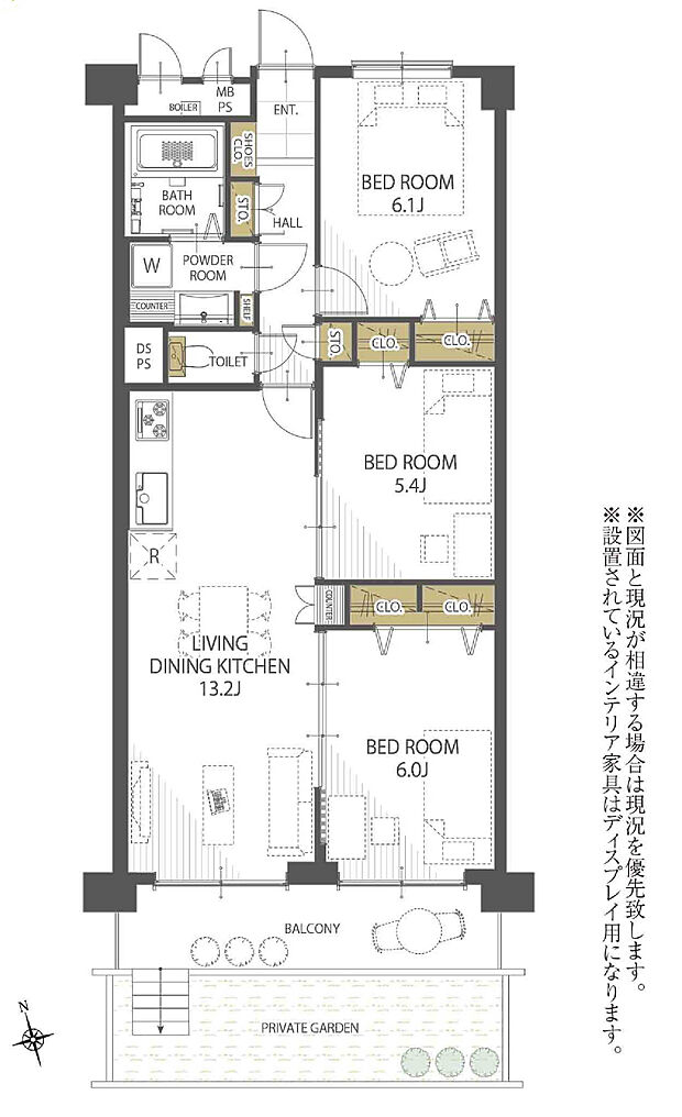 新松戸中央パークハウスB棟(3LDK) 1階の間取り図