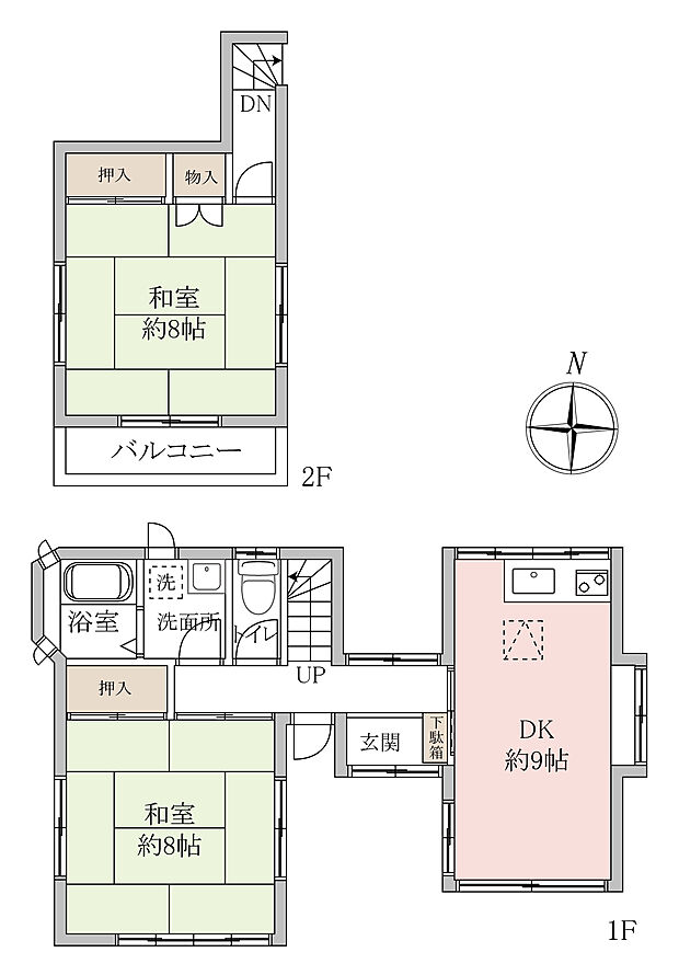 【間取り】落ち着いた8畳の和室が2部屋あります。