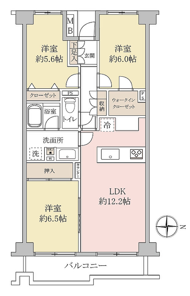 【3LDK+ウォークインクローゼット】