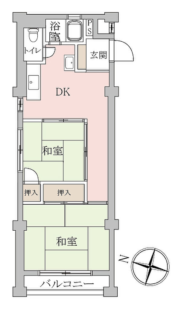 竹の塚コーポラス(2DK) 4階の間取り図