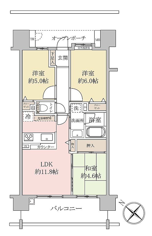 東京アクアガーデン(3LDK) 8階の間取り図