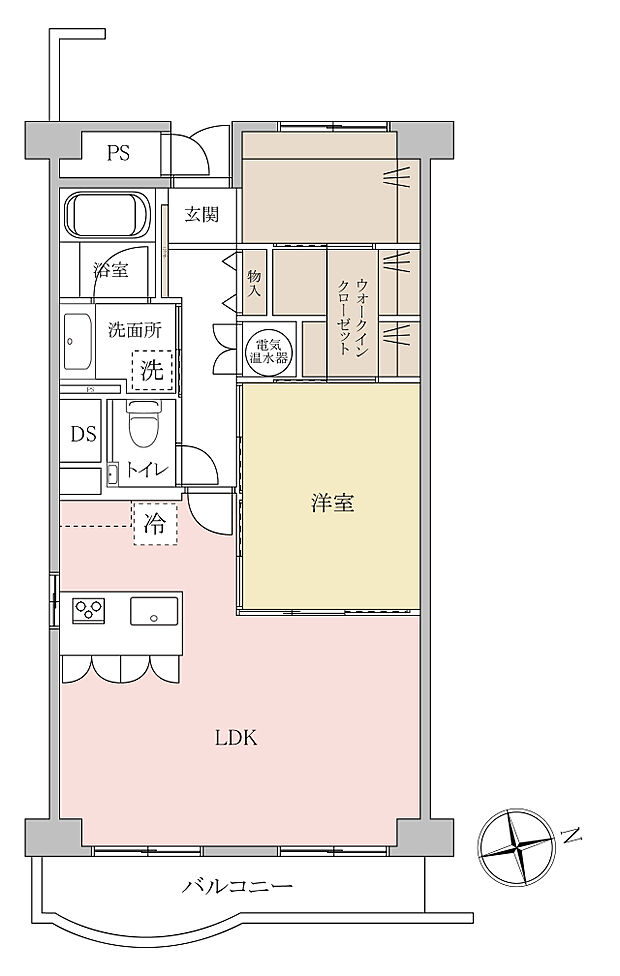 津田沼ハイツ(1LDK) 9階の間取り図