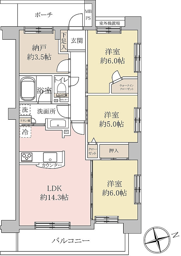 グローベル　ザ・スクエア北戸田(3SLDK) 2階の間取り図
