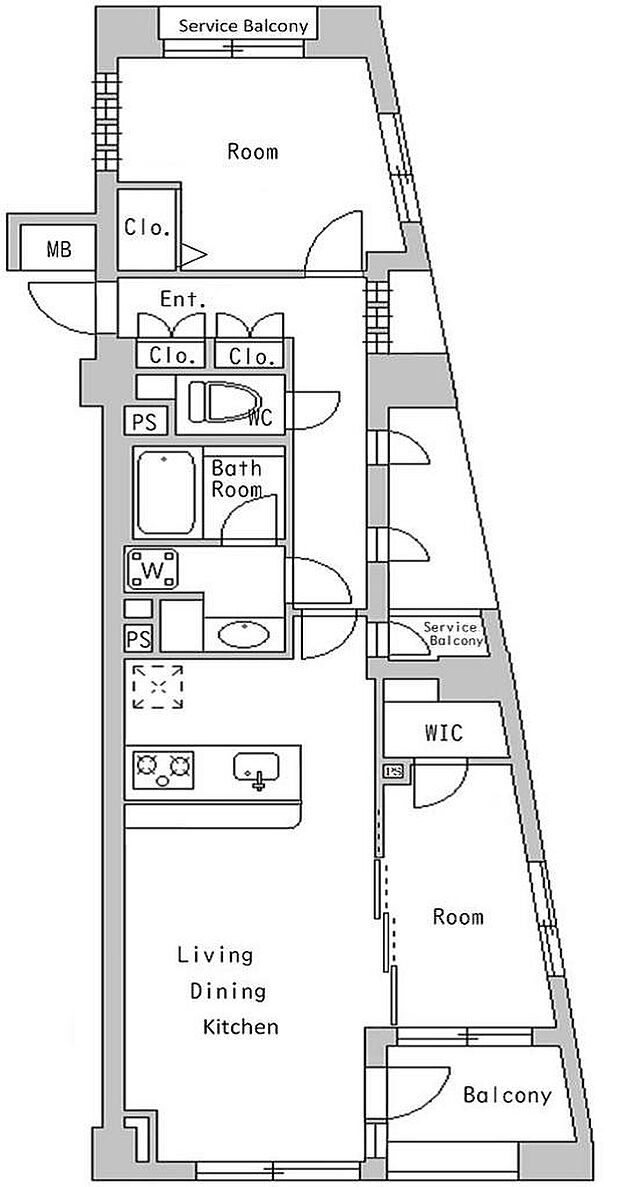 Ｂｒｉｌｌｉａ新宿若松町ｉｄ(2LDK) 2階の間取り図