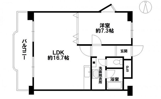 東カン中の島パークサイドマンション(1LDK) 4階の内観