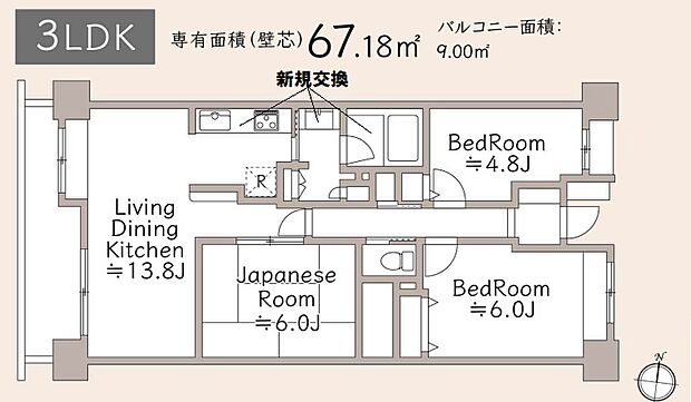 エフローレ新三郷216(3LDK) 5階の間取り図