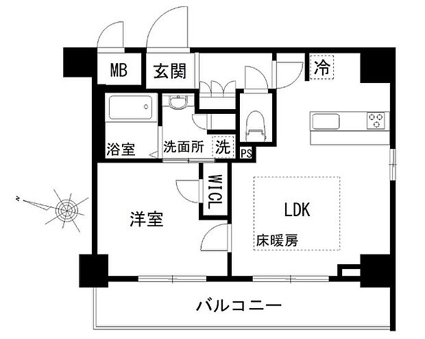 ミルーナヒルズ亀有(1LDK) 4階/4階の間取り図