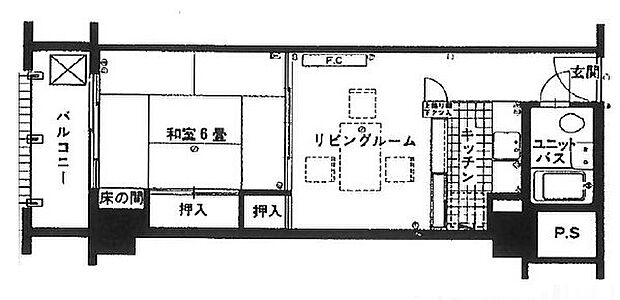 熱海パークマンション(1DK) 3階の間取り図