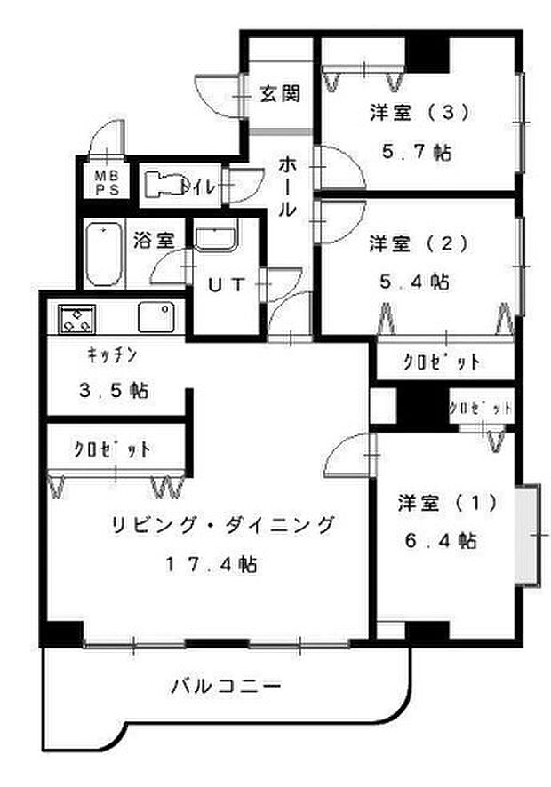 ライオンズマンション手稲本町(3LDK) 8階/802の間取り図