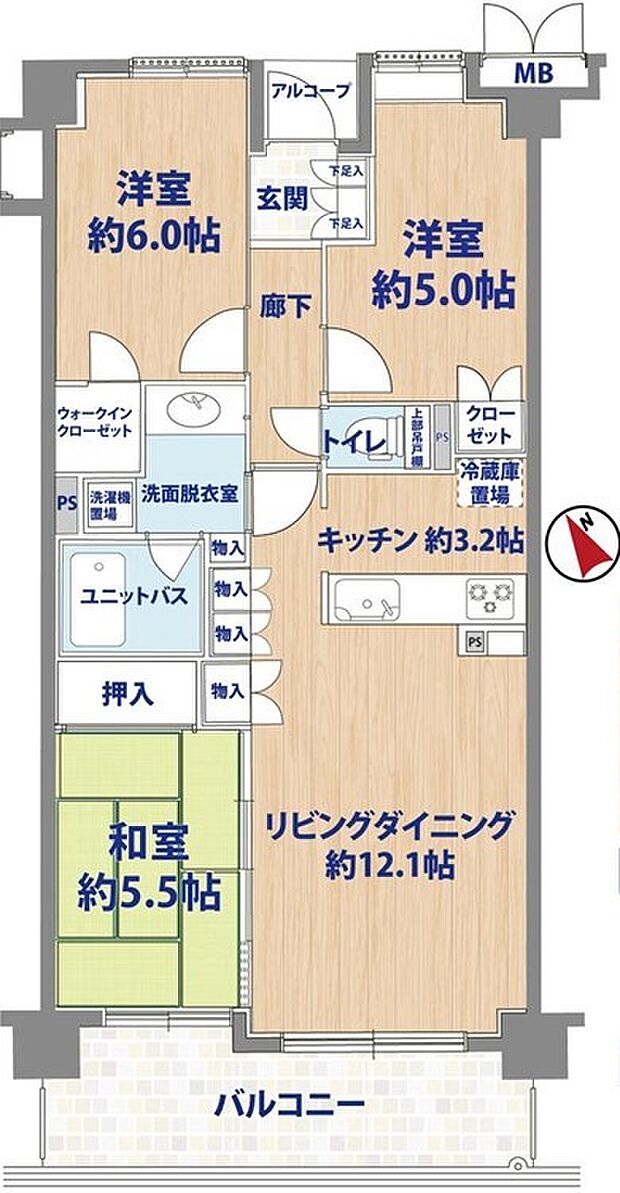 サンクレイドル立川錦町(4LDK) 3階の間取り図