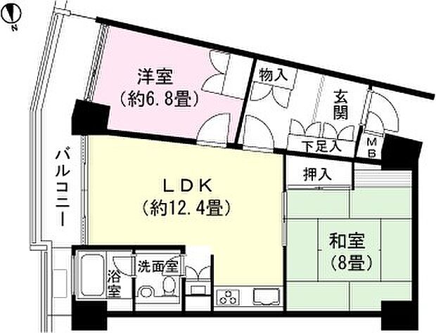 熱海ターガスマンション(2LDK) 8階の間取り図