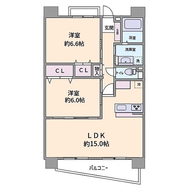 ソレイユ梅田西(2LDK) 5階/500の間取り図