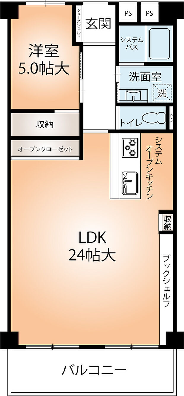 シャルマンコーポ塚本(1LDK) 2階の内観