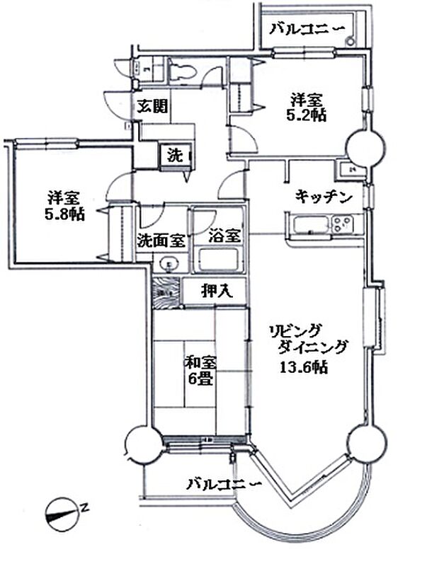リシャール伊豆長岡(3LDK) 8階の間取り図