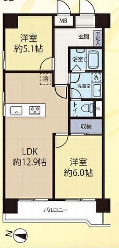 千葉中央ハイツ(1SLDK) 7階/707号室の間取り図