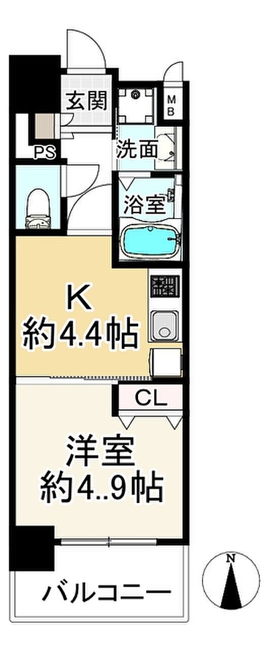 アクアプレイス京都洛南II(1K) 7階の間取り図