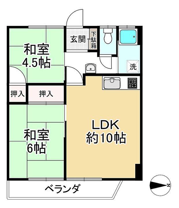 第一西の京マンション(2LDK) 4階の内観