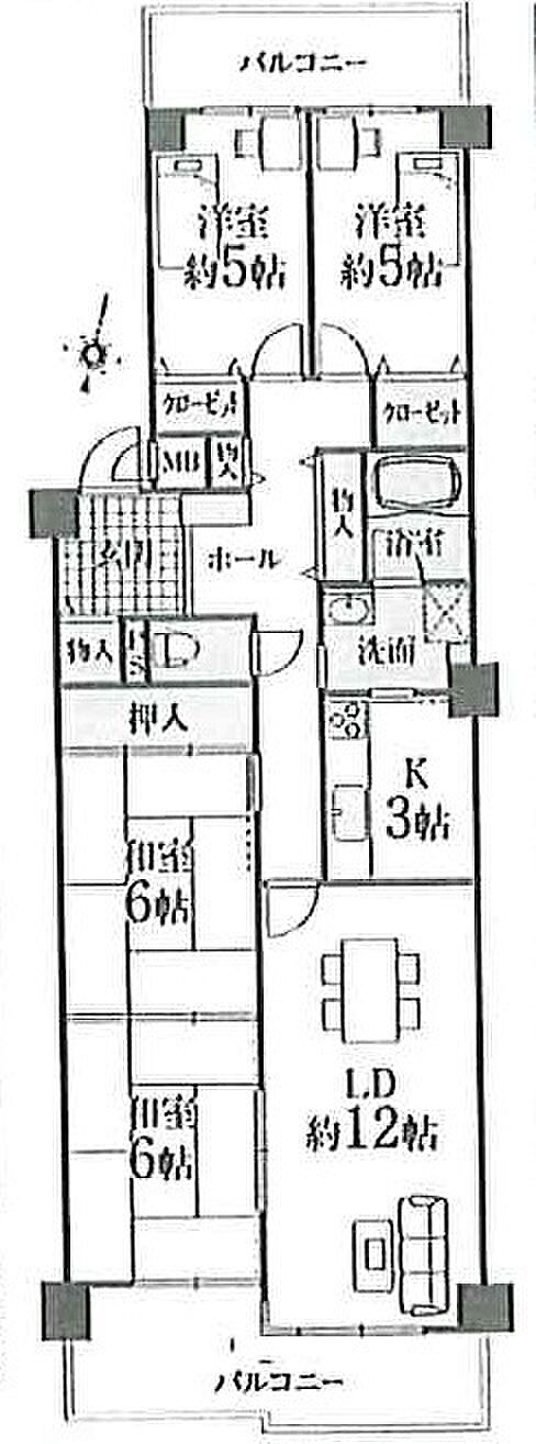 シャルマンコーポ高槻(4LDK) 3階/305の間取り図