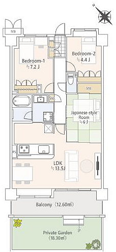 カクタス北習志野(3LDK) 1階の間取り図