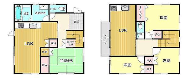 1階と2階それぞれにキッチンのある2世帯でお住まいいただくことの可能な間取りです。
