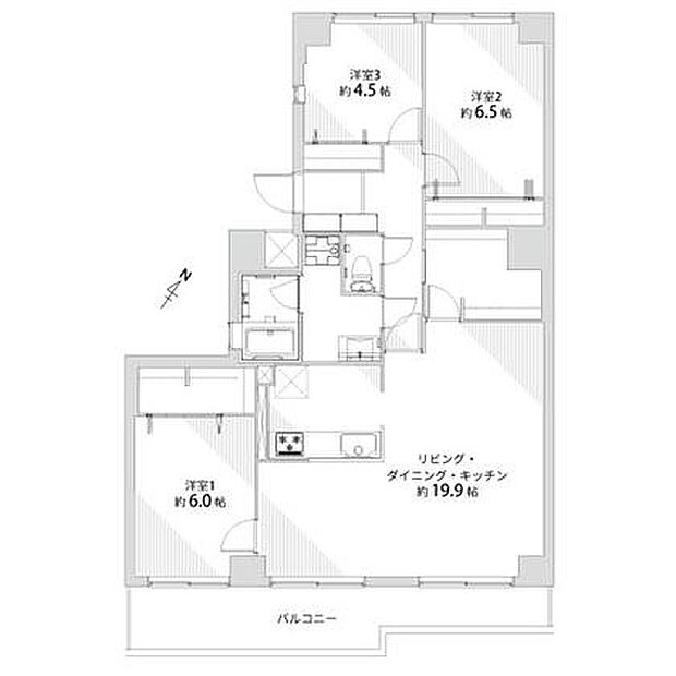 三協・鶴間ガーデンハウス(3LDK) 5階の間取り図
