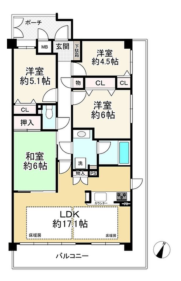 ステイツ神戸・籠池通(4LDK) 1階の間取り図
