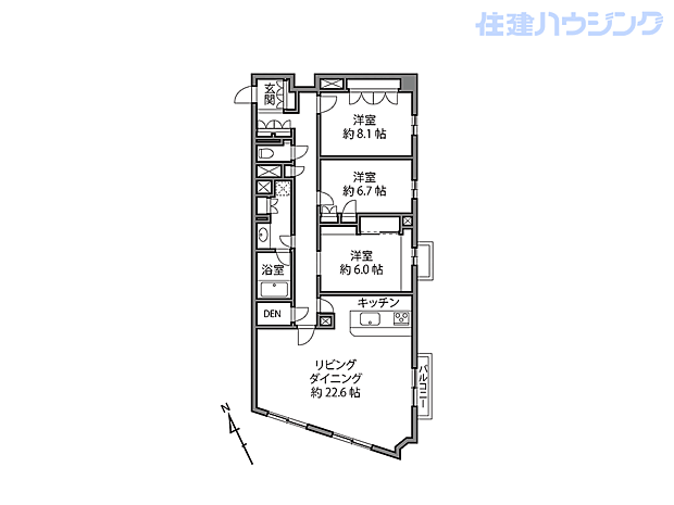コートハウス駒沢(3LDK) 1階の内観