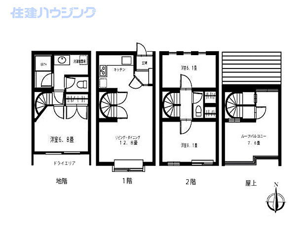 新宿ウエスト424(2SLDK) 1階の間取り図