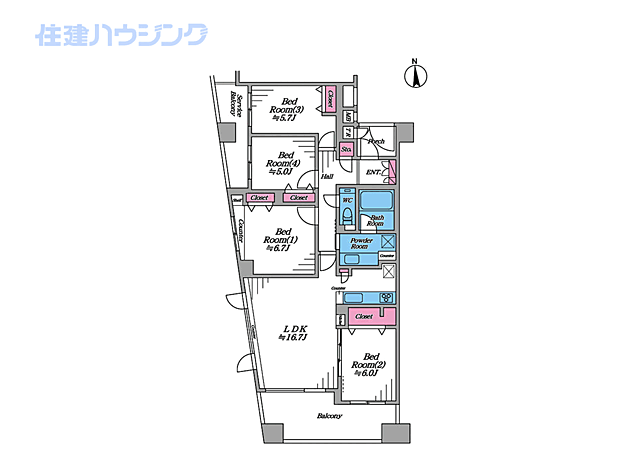 ファミール杉並・堀ノ内ガーデンテラス(4LDK) 2階の間取り図