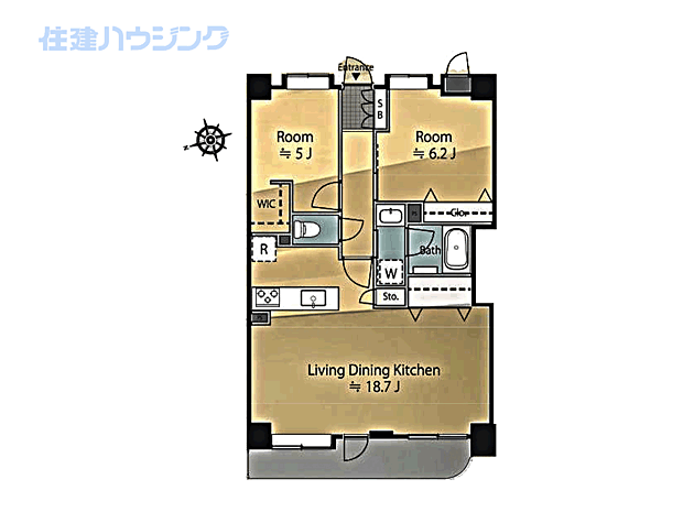 セザール大崎広小路(2LDK) 1階の間取り図