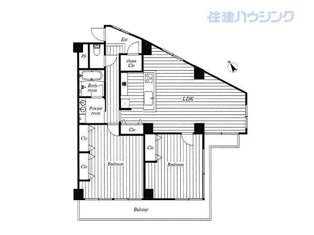 青葉台マンション(2LDK) 6階の間取り図