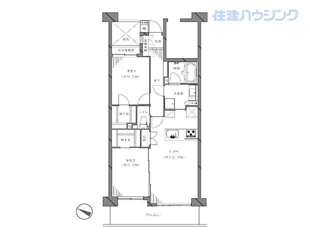 中野富士見町パーク・ホームズ(2LDK) 4階の間取り図