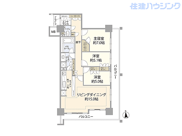 都営大江戸線 牛込神楽坂駅まで 徒歩3分(3LDK) 3階の内観