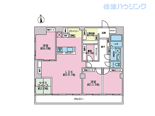 自由ヶ丘第3マンション(2SLDK) 4階の間取り図