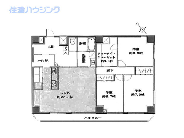 ベルスクエア小石川(3LDK) 9階の間取り図