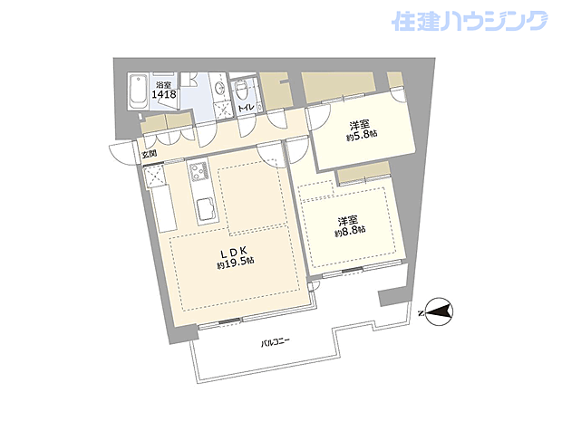 ロイヤルシーズン麻布永坂(1SLDK) 3階の間取り図