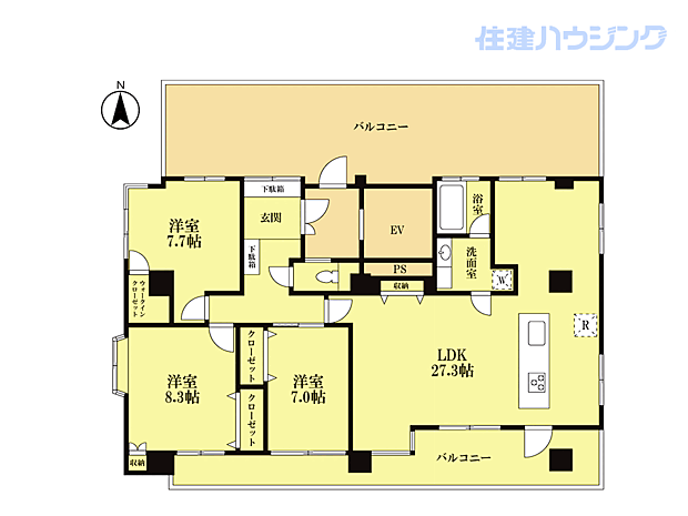 中銀目黒駅前マンシオン(3LDK) 5階の内観