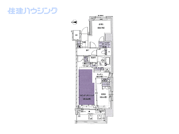 ザ・パークハウスアーバンス渋谷(2LDK) 6階の間取り図