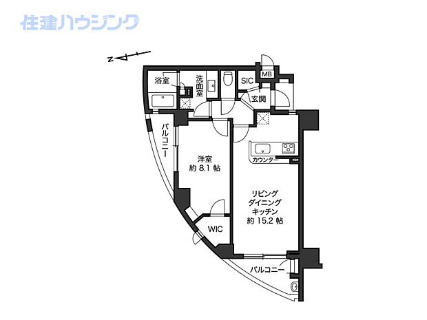 ルイシャトレ世田谷グランディア(1LDK) 4階の間取り図