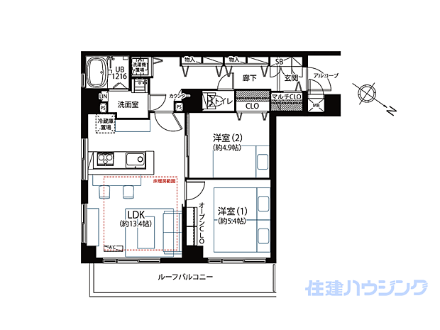 トゥールロワイヤルエルモア目黒(2LDK) 5階の間取り図