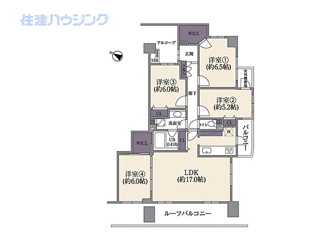 藤和シティホームズ世田谷千歳台(4LDK) 8階の間取り図