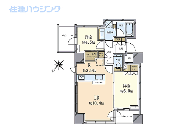 プラウドタワー高輪台(2LDK) 10階の内観