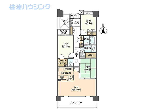 ファミールグラン高井戸デュープレックス(3LDK) 8階の間取り図