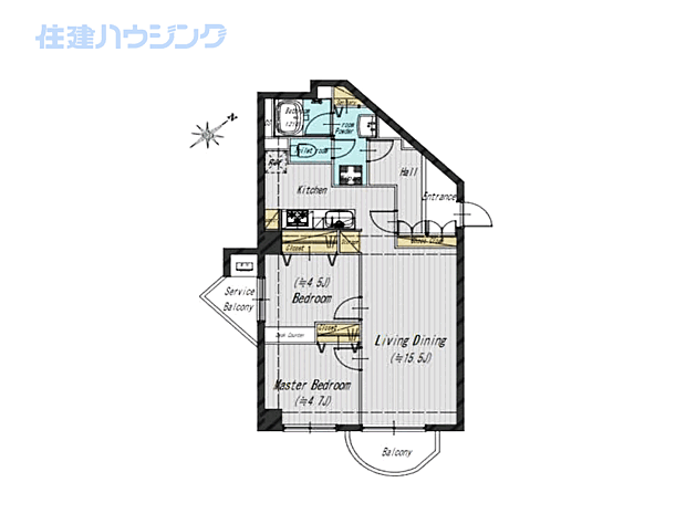 イトーピア五反田マンション(2LDK) 8階の内観